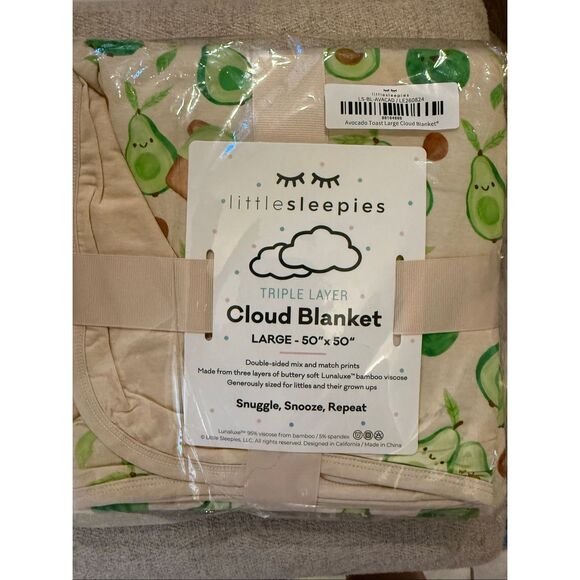 NWT Little Sleepies Avocado Toast Large Bamboo Cloud Blanket - Picture 2 of 5